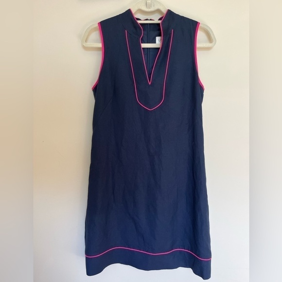 Eliza J Sleeveless Navy with Pink Piping Dress Size 4 - Picture 1 of 9